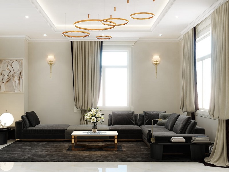 Mẫu phòng khách cho nhà phố cao cấp và sang trọng BA1501