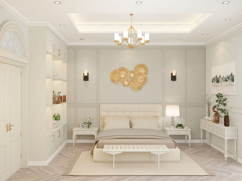 Mẫu phòng ngủ với gam màu trắng đẹp và thư giãn BA2012